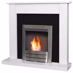 Adam Sutton Fireplace in Pure White & Black with Colorado Bio Ethanol