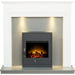 Adam Honley in White & Grey with Oslo Electric Inset Stove, 48 Inch