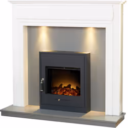 Adam Honley in White & Grey with Oslo Electric Inset Stove, 48 Inch