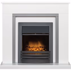 Adam Milan Fireplace in Pure White & Grey with Eclipse Electric Fire i