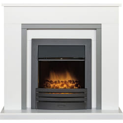 Adam Milan Fireplace in Pure White & Grey with Eclipse Electric Fire i