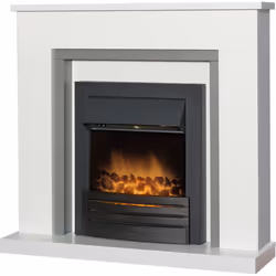 Adam Milan Fireplace in Pure White & Grey with Eclipse Electric Fire i