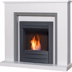 Adam Milan Fireplace in Pure White & Grey with Colorado Bio Ethanol Fi