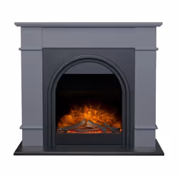 Adam Chesterfield Electric Fireplace Suite in Grey & Charcoal Grey, 44 Inch