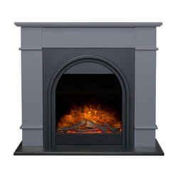 Adam Chesterfield Electric Fireplace Suite in Grey & Charcoal Grey, 44 Inch