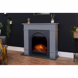 Adam Chesterfield Electric Fireplace Suite in Grey & Charcoal Grey, 44 Inch