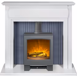 Adam Florence Stove Fireplace in Pure White with Lunar Electric Stove