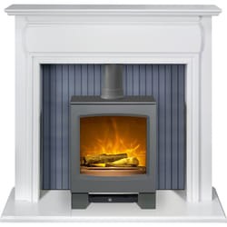 Adam Florence Stove Fireplace in Pure White with Lunar Electric Stove