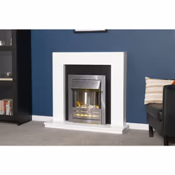 Adam Malmo Fireplace in White & Black with Helios Electric Fire in Bru