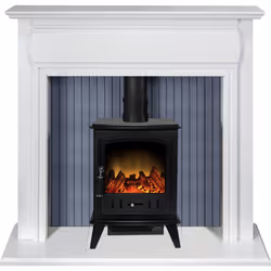 Adam Florence Stove Suite in Pure White with Hudson Electric Stove in
