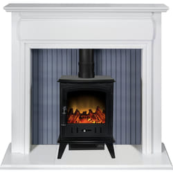 Adam Florence Stove Suite in Pure White with Hudson Electric Stove in