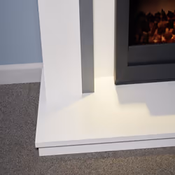 Adam Savanna Fireplace in Pure White & Grey with Downlights & Vancouve
