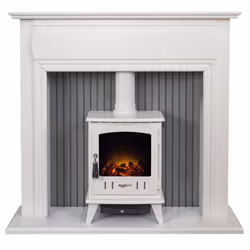 Adam Florence Stove Fireplace in Pure White with Aviemore Electric Sto