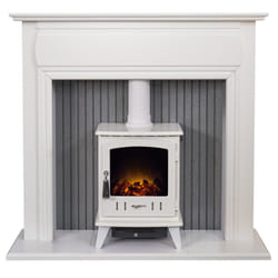Adam Florence Stove Fireplace in Pure White with Aviemore Electric Sto