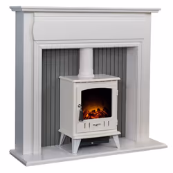 Adam Florence Stove Fireplace in Pure White with Aviemore Electric Sto