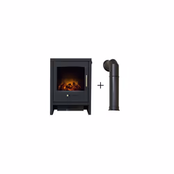 Adam Bergen Electric Stove Charcoal Grey + Tall Angled Stove Pipe in Black