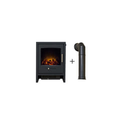 Adam Bergen Electric Stove Charcoal Grey + Tall Angled Stove Pipe in Black