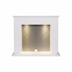 Adam Corinth Stove Fireplace in Pure White & Grey with Downlights, 48 Inch