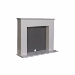 Adam Corinth Stove Fireplace in Pure White & Grey with Downlights, 48 Inch