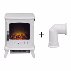 Adam Aviemore Electric Stove in White Enamel with Angled Stove Pipe