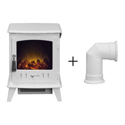 Adam Aviemore Electric Stove in White Enamel with Angled Stove Pipe