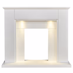 Adam Eltham Fireplace in Pure White with Downlights, 45 Inch