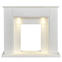 Adam Eltham Fireplace in Pure White with Downlights, 45 Inch