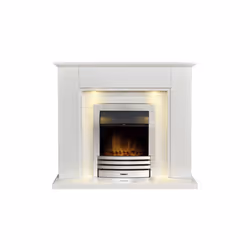 Adam Eltham Fireplace in Pure White with Downlights & Eclipse Electric Fire in Chrome, 45 Inch