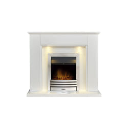 Adam Eltham Fireplace in Pure White with Downlights & Eclipse Electric Fire in Chrome, 45 Inch