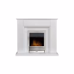 Adam Eltham Fireplace in Pure White with Downlights & Eclipse Electric Fire in Chrome, 45 Inch