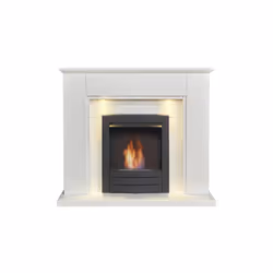 Adam Eltham Fireplace in Pure White with Downlights & Colorado Bio Ethanol in Black, 45 Inch