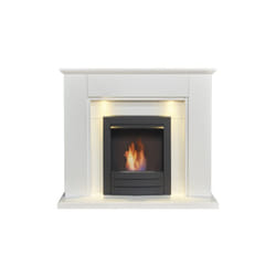 Adam Eltham Fireplace in Pure White with Downlights & Colorado Bio Ethanol in Black, 45 Inch