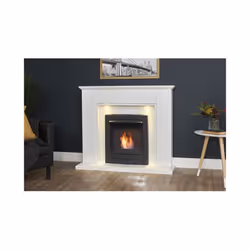 Adam Eltham Fireplace in Pure White with Downlights & Colorado Bio Ethanol in Black, 45 Inch