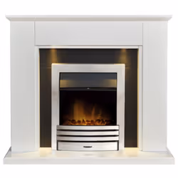 Adam Eltham Fireplace in Pure White & Black with Downlights & Eclipse