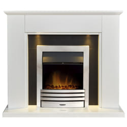 Adam Eltham Fireplace in Pure White & Black with Downlights & Eclipse