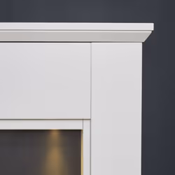 Adam Eltham Fireplace in Pure White & Black with Downlights & Eclipse