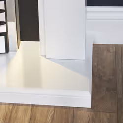 Adam Eltham Fireplace in Pure White & Black with Downlights & Eclipse