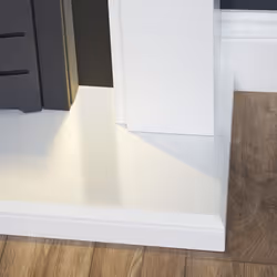 Adam Eltham Fireplace in Pure White & Black with Downlights & Colorado