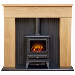 Adam 25941, Fireplace suite, Closed, Electric, Oak, Indoor, Log set