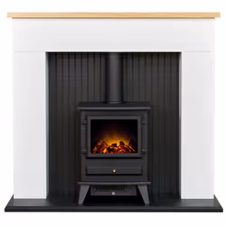 Adam 25940, Fireplace suite, Closed, Electric, White, Indoor, Log set