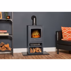 Adam 25939, Freestanding fireplace, Open, Electric, Grey, Indoor, Log set