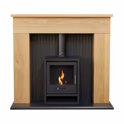 Adam Innsbruck Stove Fireplace in Oak with OKO S1 Bio Ethanol Stove in
