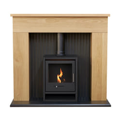 Adam Innsbruck Stove Fireplace in Oak with OKO S1 Bio Ethanol Stove in