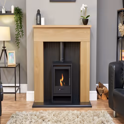 Adam Innsbruck Stove Fireplace in Oak with OKO S1 Bio Ethanol Stove in