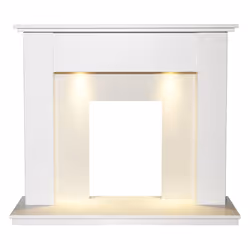 Adam Avila White Marble Fireplace with Downlights, 48 Inch