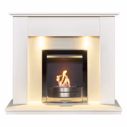 Adam Avila White Marble Fireplace with Downlights & Colorado Bio Ethan