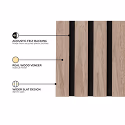 Fuse Acoustic Wooden Wall Panel in Walnut Effect, 2.4m x 0.6m