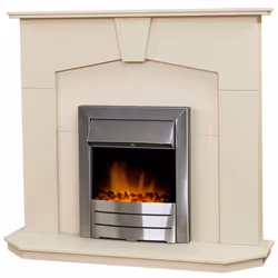 Adam Abbey Fireplace Suite in Stone Effect with Colorado Electric Fire in Brushed steel, 48 Inch