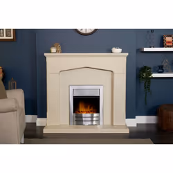 Adam Cotswold Fireplace in Stone Effect with Colorado Electric Fire in Brushed steel, 48 Inch