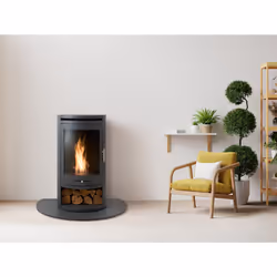 Honed Black Granite Stone Truncated Fireplace Hearth, 31 Inch